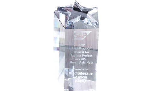 2005年度 SAP北亚最佳快速实施奖